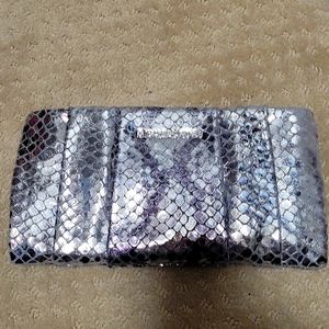 Michael Kors Silver Pleated Clutch